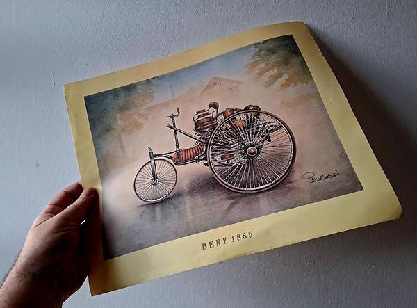Der Benz Patent-Motorwagen Nummer 1 (Druckgrafik).