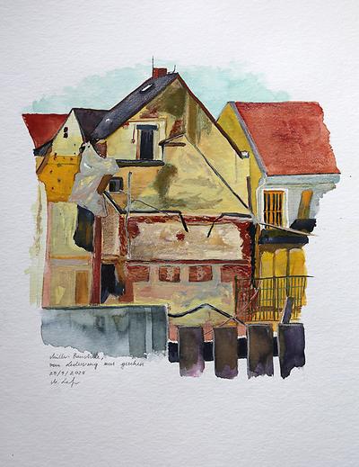 Müller-Baustelle, 25.9.2025, 30 x 40 cm, Aquarell auf Papier