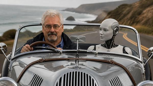 Hab mir fürs Wochenende einen Morgan Roadster besorgt (By KI).