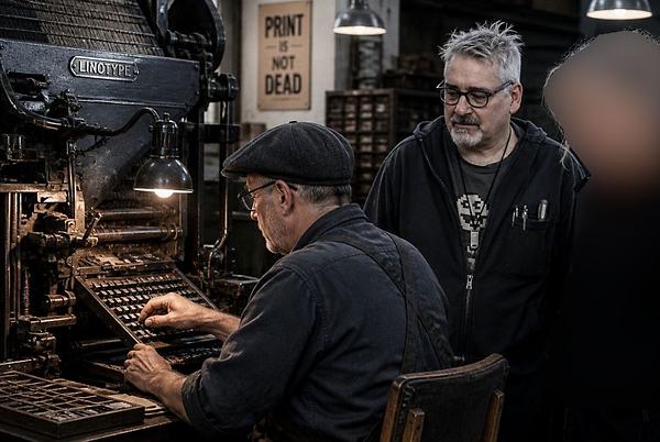 Als wäre ein Schatten an meiner Seite: Bei meinen Anfängen in Redaktionen wurde noch an der Linotype gesetzt.