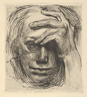 Käthe Kollwitz: Selbstbildnis mit der Hand an der Stirn, 1910 (Metropolitan Museum of Art)