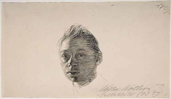 Selbstportrait der Käthe Kollwitz, zirka 1893,
