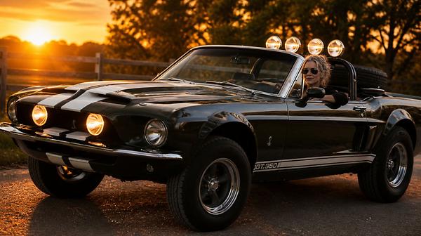 Margarethe im Stang by KI: der 1968er Shelby Mustang GT350, den Pierce Brosnan im Film 'The Thomas Crown Affair' fuhr.
