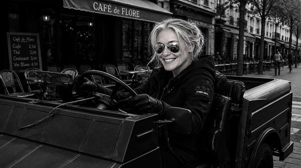 Margarethe im Puch Kübelwagen by KI: Das Fahrzeug wird derzeit rekonstruiert.