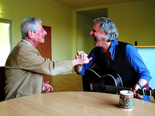 Graphic Novelist Chris Scheuer (links) und Musiker Oliver Mally. (Foto: Martin Krusche)