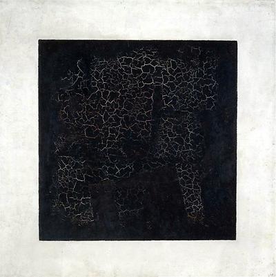 Kasimir Malewitsch: „Schwarzes suprematisdtische Quadrat“, 1915 bei „Die letzte futuristische Ausstellung der Malerei 0,10“ (Null–Zehn) gezeigt. (Foto: Tretyakov Gallery, Public Domain)