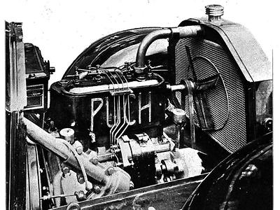 Von den Anfängen: Der 16/18 HP Vierzylinder-Puch-Motor von der Magnetseite (Allgemeine Automobilzeiting, 24. April 1910).