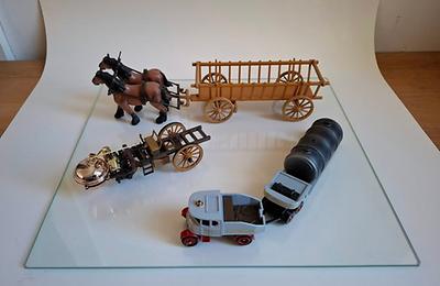 mein miniaturmuseum (vitrinen-stellprobe): vom gaul zum dampfross.