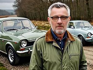 Krusche als siebzigjähriger Rennfahrer