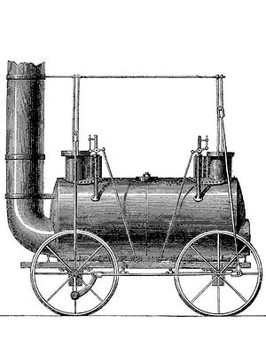 Eine 1814er Lokomotie von Robert Louis Stephenson bevor er das Rainhill-Rennen gewann.