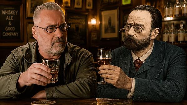 Martin Krusche auf Whiskey, Emile Zola auf Absinth. (Foto by KI)