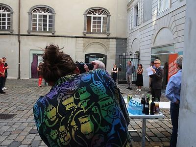 Graz Museum: der Innenhof vor der gotischen Halle