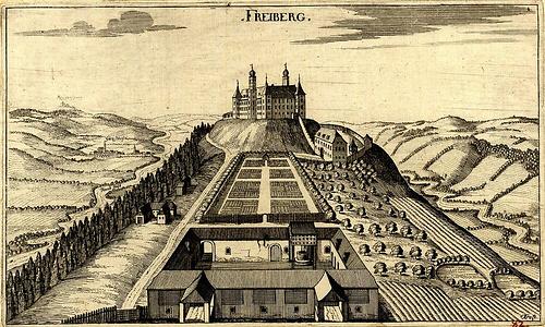 Im 17. Jahrhundert wurde Gleisdorf von der Herrschaft her als winziger Punkt in der Landschaft wahrgenommen, hier links im Bild. (G. M. Vischers Käyserlichen Geographi, Topographia Ducatus Stiriae, Graz 1681)
