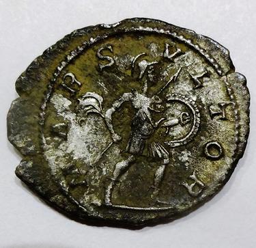 Mars auf der Rückseite eines Denar des Severus Alexander. (Foto: Hermann Junghans, CC BY-SA 3.0)