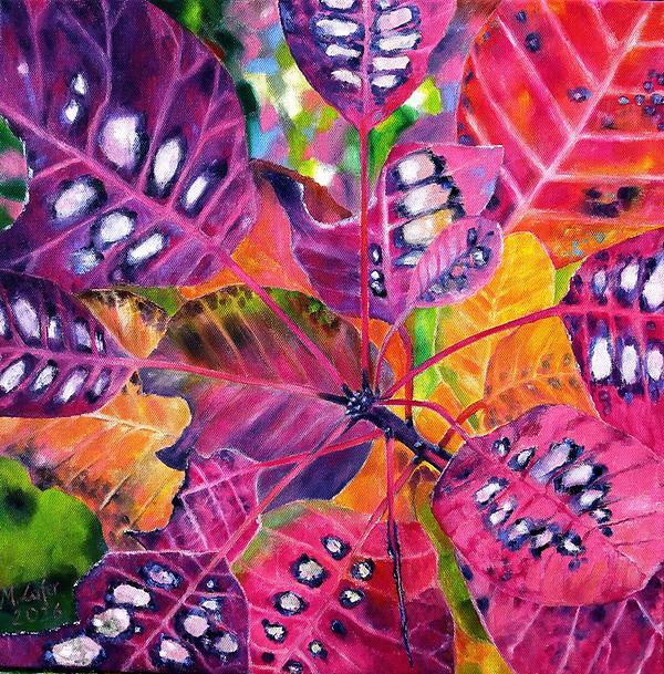 Monika Lafer, 2026: Perückenstrauch und Kavitation, 50 x 50 cm, Acryl auf ungrundierter Baumwolle