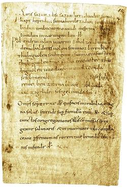 Merseburger Zaubersprüche. Farbbild von Cod. 136, folio 85r, Domstiftsbibliothek Merseburg. (Public Domain)
