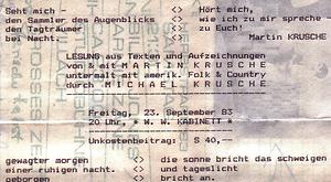 13.9.1983: Das Stradener Straßenspektakel war ein wichtiger Brennpunkt der steirischen Szene jener Jahre. Michael Krusche spielte damals noch Blues, Folk und Country, was ihn später zu den Folkfriends brachte, aus denen Aniada a Noar wurde. (Foto: Martin Krusche)