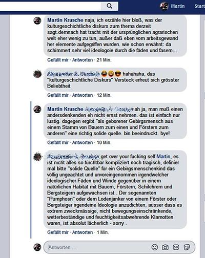 Ausschnitt der Debatte. (Quelle: Facebook)