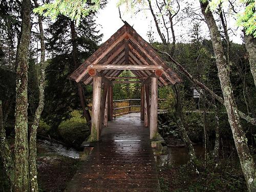 Die gedeckte Brücke am Moorweg auf der Teichalm