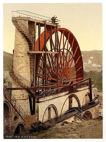 Die „Lady Isabella“, ein gigantisches Wasserrad in Laxey, auf der Isle of Man.