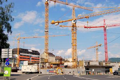 Die Baustelle des Linzer Musiktheaters im Mai 2010