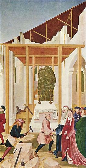 Grundsteinlegung des Stiftes Klosterneuburg beim Holunderstrauch, Markgraf Leopold III. von Österreich und Markgräfin Agnes, Rueland Frueauf der Jüngere, 1505