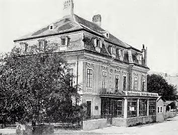 Das ehemalige Schloss Lamberg als Kaffeehaus RESTAURATION NUSSDORFER BRAUHAUS, vor 1888