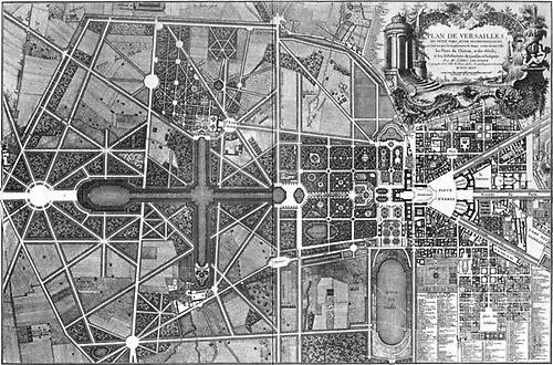 Gesamtplan des Schlosses Versailles von Jean Delagrife (1689-1757), 1746