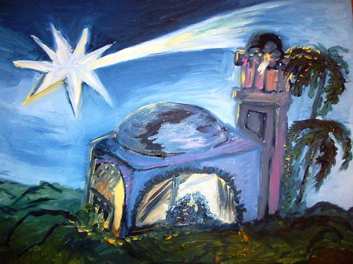 Stern von Bethlehem, Entwurf? Öl auf Leinwand, ca. A3, Ernst Lanz 2005, Rückseite signiert 'Lanz'; © Ernst Lanz