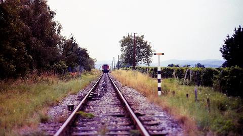 Nebenbahn der Westbahn. Eisenbahnkreuzung zwischen Lambach und Wels (Sommer 1989)