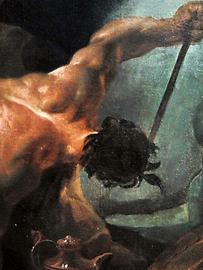 Detail der Opferung der Iphigenie. Originalbild Öl auf Leinwand, 123 x 92 cm, ca. 1750