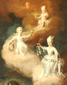 Maria Theresias verstorbene Kinder (Riesensaal Hofburg Innsbruck). Ölgemälde, nach 1765; Hofburg, Innsbruck