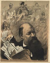Franz von Suppé. Karikatur, Zeitschrift Der Floh, 1881