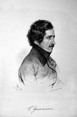Porträt des Malers und Graphikers Friedrich Gauermann. Lithographie von Franz Eybl, 1842
