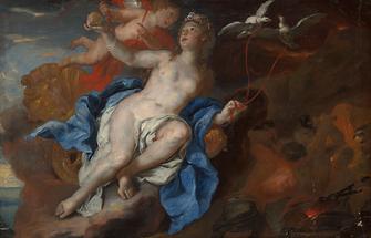 "Venus und Amor in der Schmiede des Vulkan"