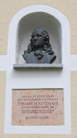 Johann Michael Rottmayr. Büste und Gedenktafel in Laufen an der Salzach, Spannbruckerplatz 1