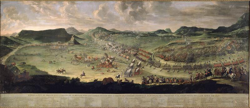 Schlacht bei Almansa am 25. April 1707, Ostern. Niederlage für den Habsburger - Gemälde von Buonaventura Ligli, 1709