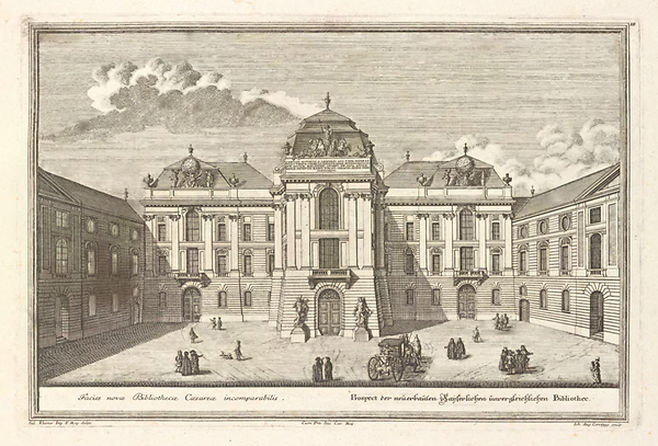 Hofbibliothek. Kupferstich, Salomon Kleiner, 1733