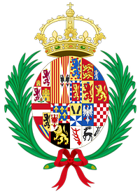 Wappen Elisabeth Christines von Braunschweig-Wolfenbüttel mit dem Anspruch als Anwärterin auf den Thron von Spanien