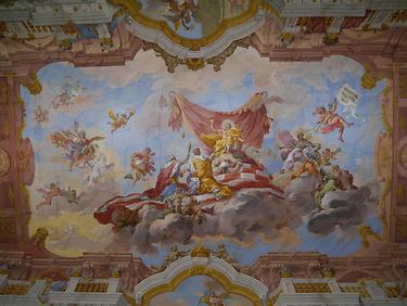 Deckenfresko im Marmorsaal des Stiftes St. Florian, Oberösterreich