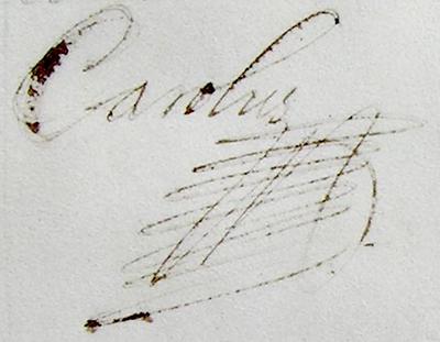 Unterschrift des Kaisers auf dem Adelsdiplom für den schweizerischen Händler André Falequet von Genf, Sohn eines Juwelenhändlers (1725)