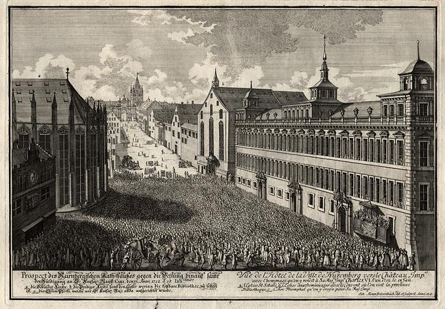Auf der Rückreise nach Wien nahm Kaiser Karl VI. die Huldigung im Nürnberger Rathaus (18. Januar 1712) entgegen
