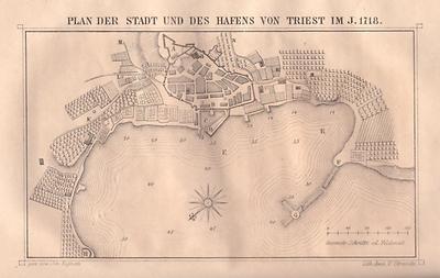 Plan der Stadt und des Hafens von Triest, 1718