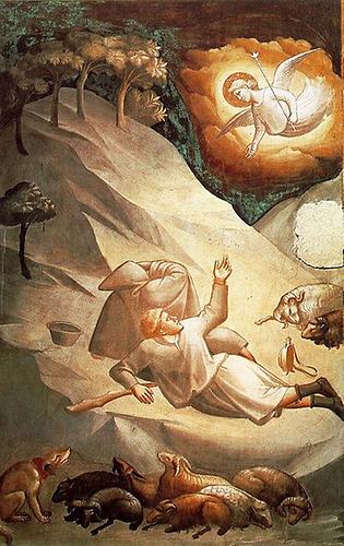 Taddeo Gaddi, Verkündigung an die Hirten, Fresko (zw. 1327 u. 1330) in der Basilika Santa Croce, Florenz - Foto: Wikimedia Commons - Gemeinfrei