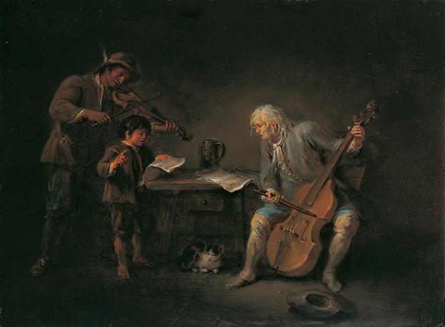 'Musikanten'. Öl auf Holz, 31,5 x 42 cm, 1781