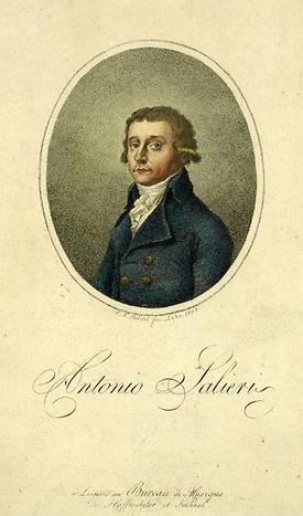 Antonio Salieri, um 1785, kolorierte Lithographie von 1802 - Foto: Wikimedia Commons - Gemeinfrei - Von Marie-Antoinette gefördert