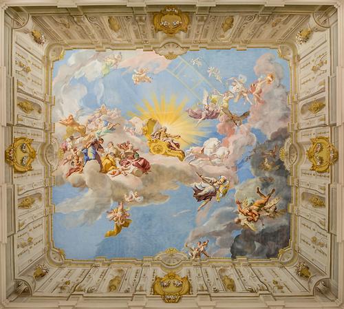 Stift Göttweig, Kaiserstiege, Deckenfresko 'Apotheose Kaiser Karls VI.', 1739
