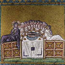 Abendmahl, Mosaik, 5./6. Jh. Basilika Sant Apollinare Nuovo, Ravenna
