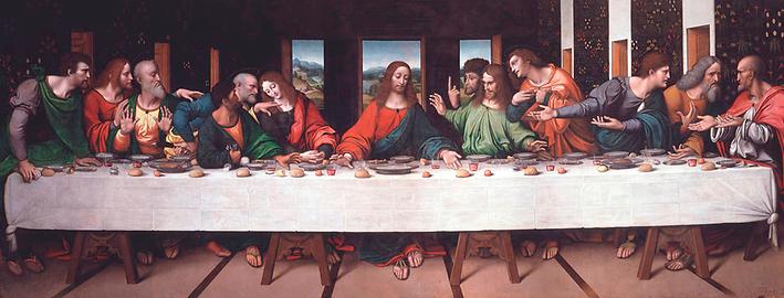 Abendmahl. Kopie (!!!) nach Leonardo, Öl auf Leinwand, 298 x 770 cm, Gampietrino (Giovanni Pietro Rizzoli) um 1520, The Royal Academy of Arts, London