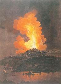 Eruption des Ätna (1766), colorierter Stich, um 1770